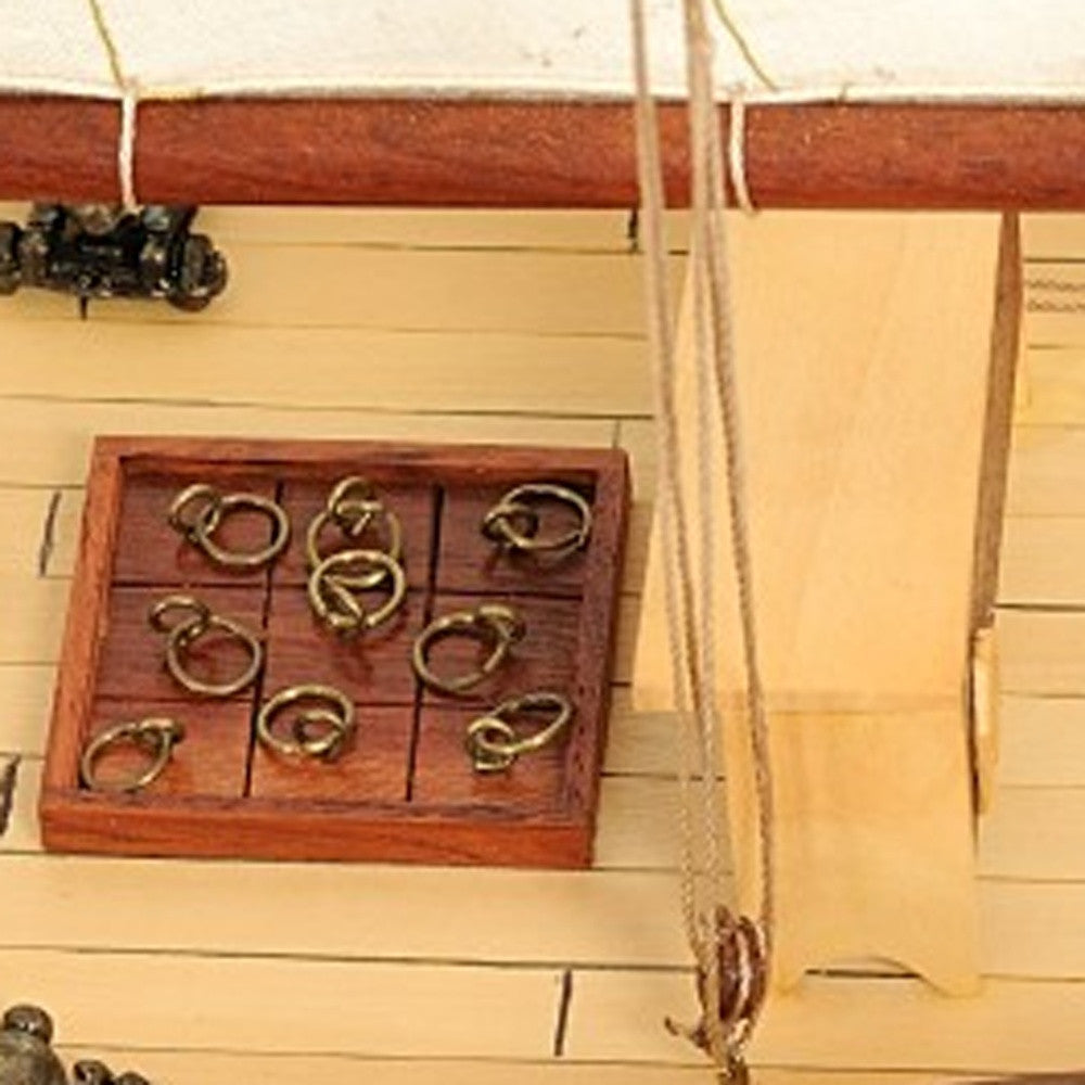 26" Black and White Solid Wood Hand Painted p-Oxybis(benzenesulfonyl hydrazide) Model Boat