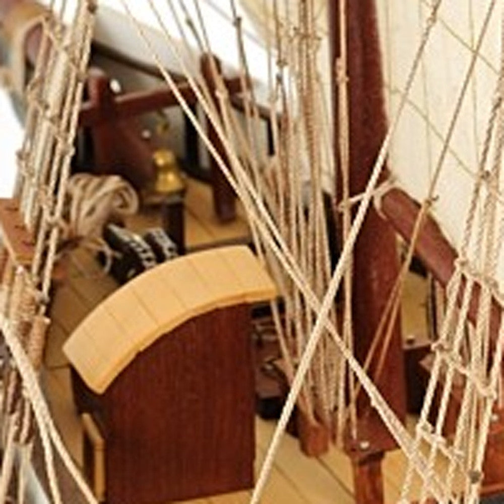 26" Black and White Solid Wood Hand Painted p-Oxybis(benzenesulfonyl hydrazide) Model Boat