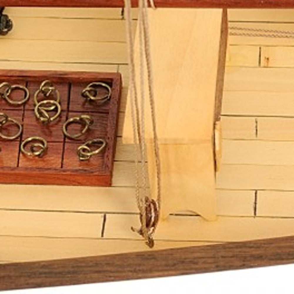 26" Black and White Solid Wood Hand Painted p-Oxybis(benzenesulfonyl hydrazide) Model Boat