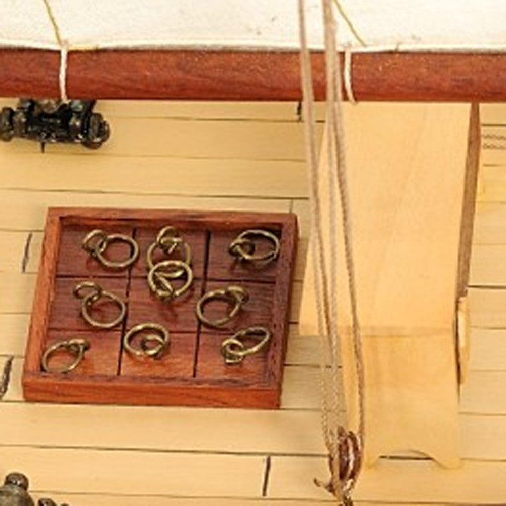 26" Black and White Solid Wood Hand Painted p-Oxybis(benzenesulfonyl hydrazide) Model Boat