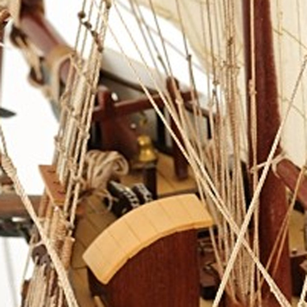 26" Black and White Solid Wood Hand Painted p-Oxybis(benzenesulfonyl hydrazide) Model Boat