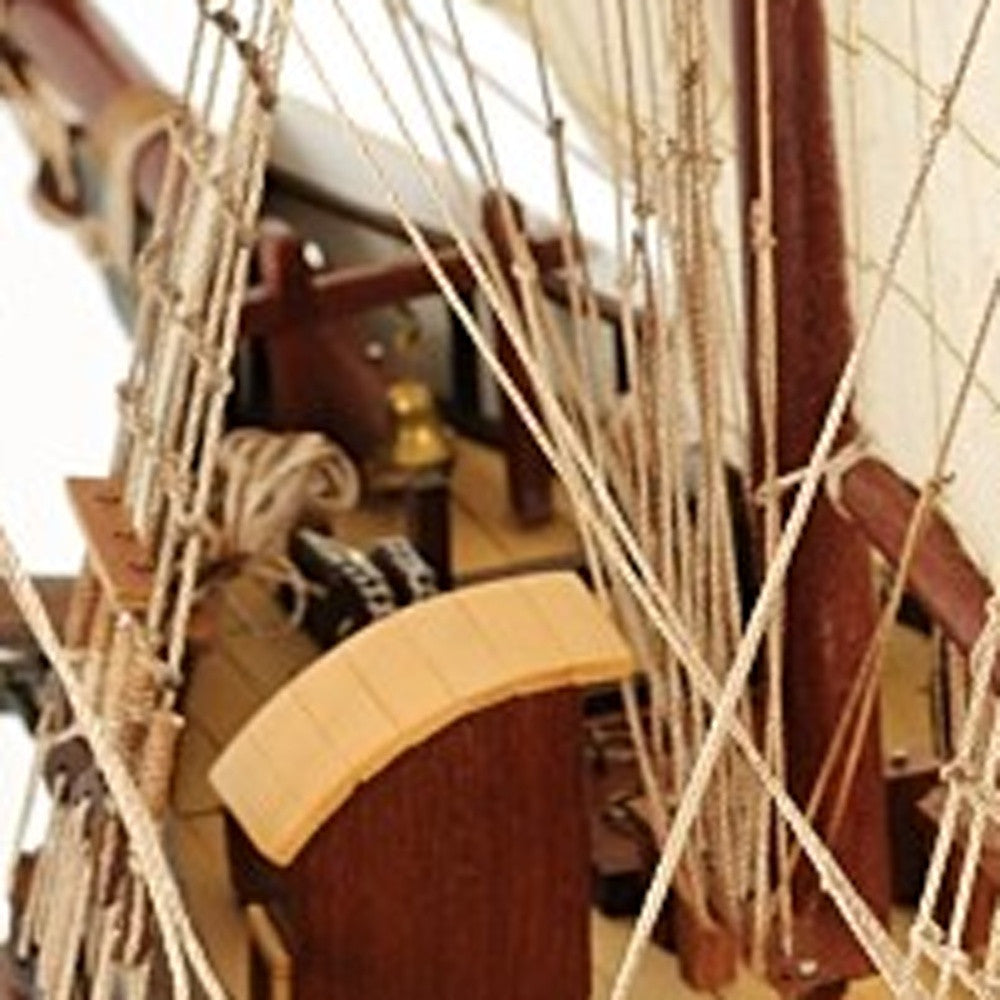 26" Black and White Solid Wood Hand Painted p-Oxybis(benzenesulfonyl hydrazide) Model Boat