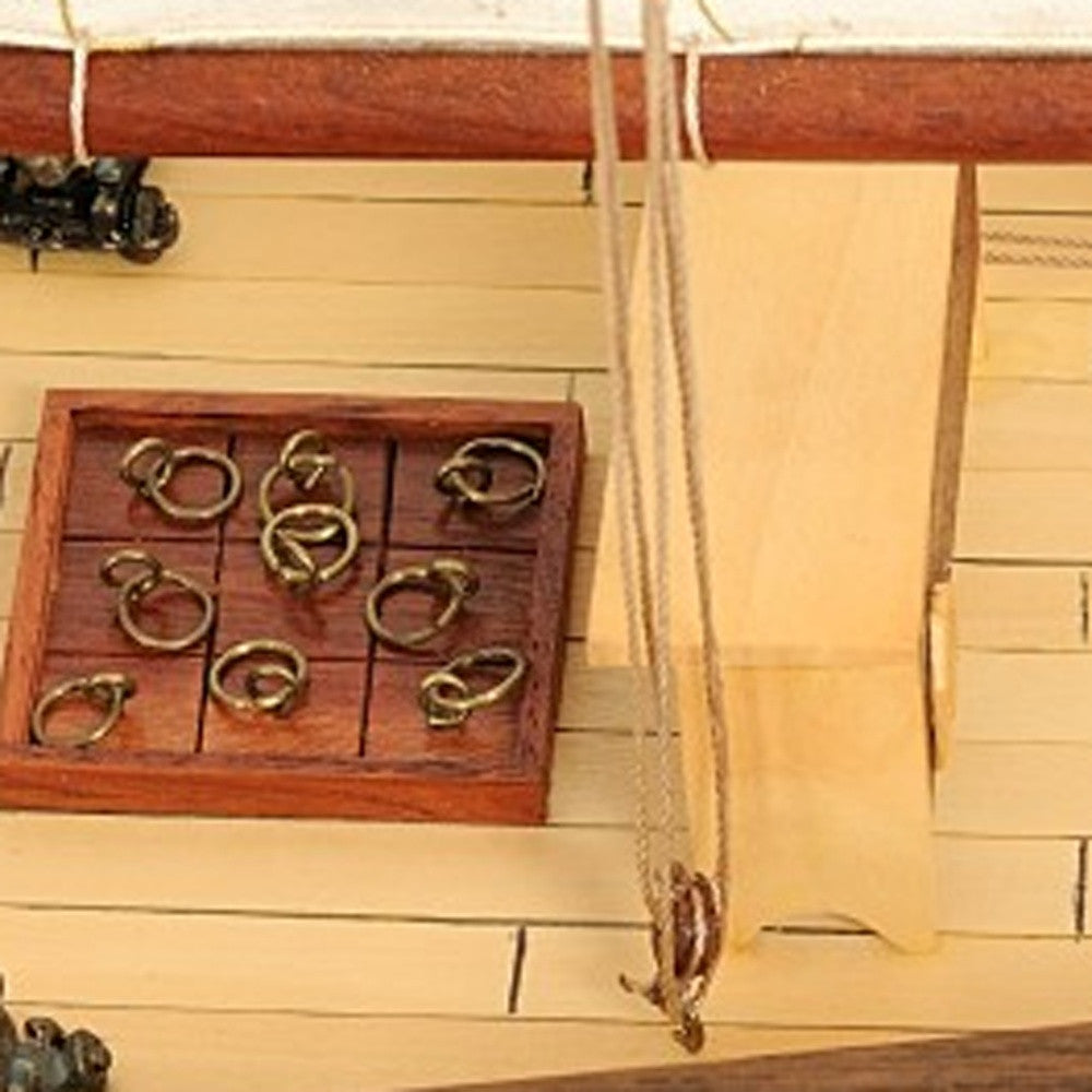 26" Black and White Solid Wood Hand Painted p-Oxybis(benzenesulfonyl hydrazide) Model Boat