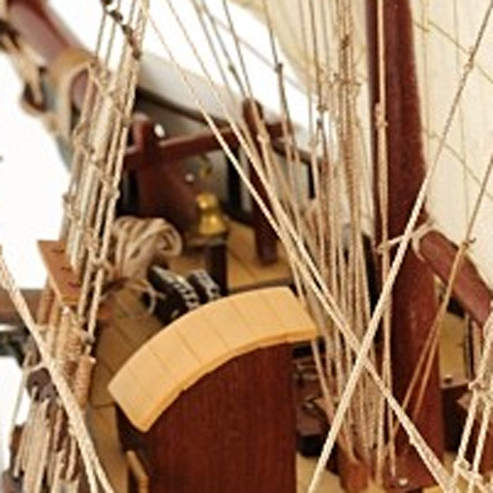 26" Black and White Solid Wood Hand Painted p-Oxybis(benzenesulfonyl hydrazide) Model Boat