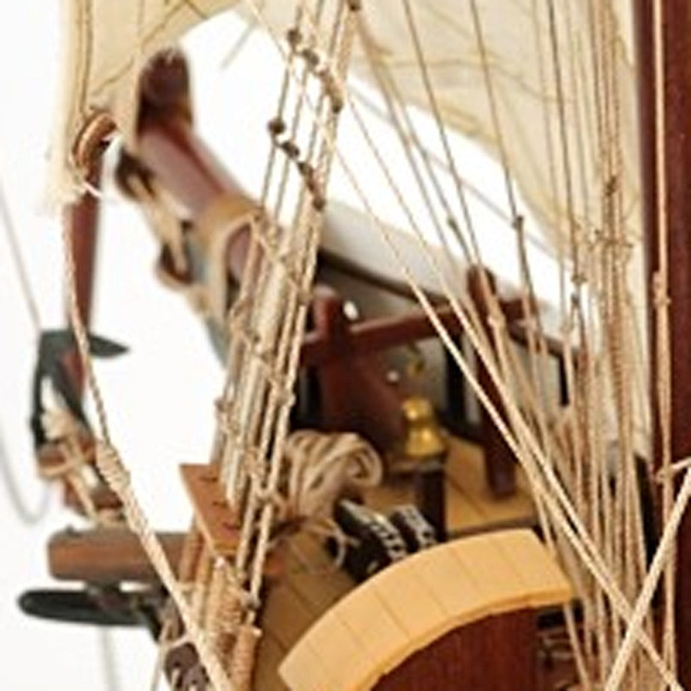 26" Black and White Solid Wood Hand Painted p-Oxybis(benzenesulfonyl hydrazide) Model Boat