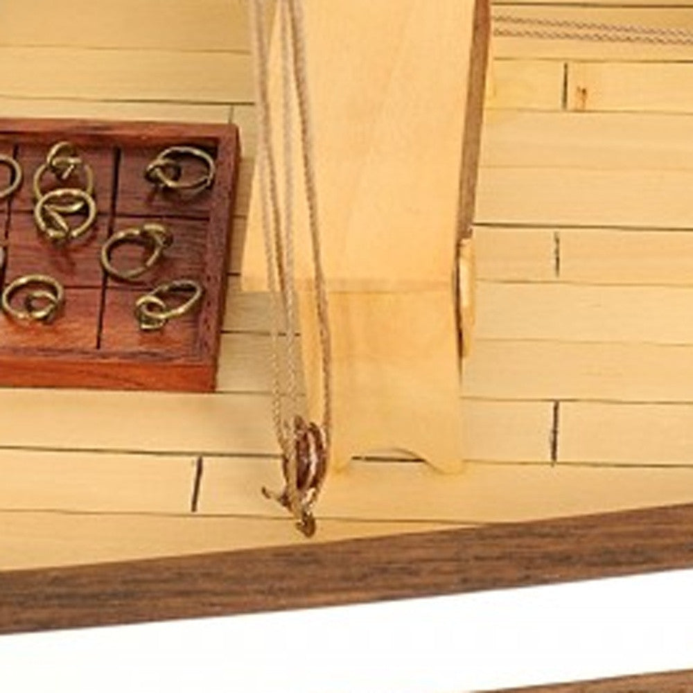 26" Black and White Solid Wood Hand Painted p-Oxybis(benzenesulfonyl hydrazide) Model Boat