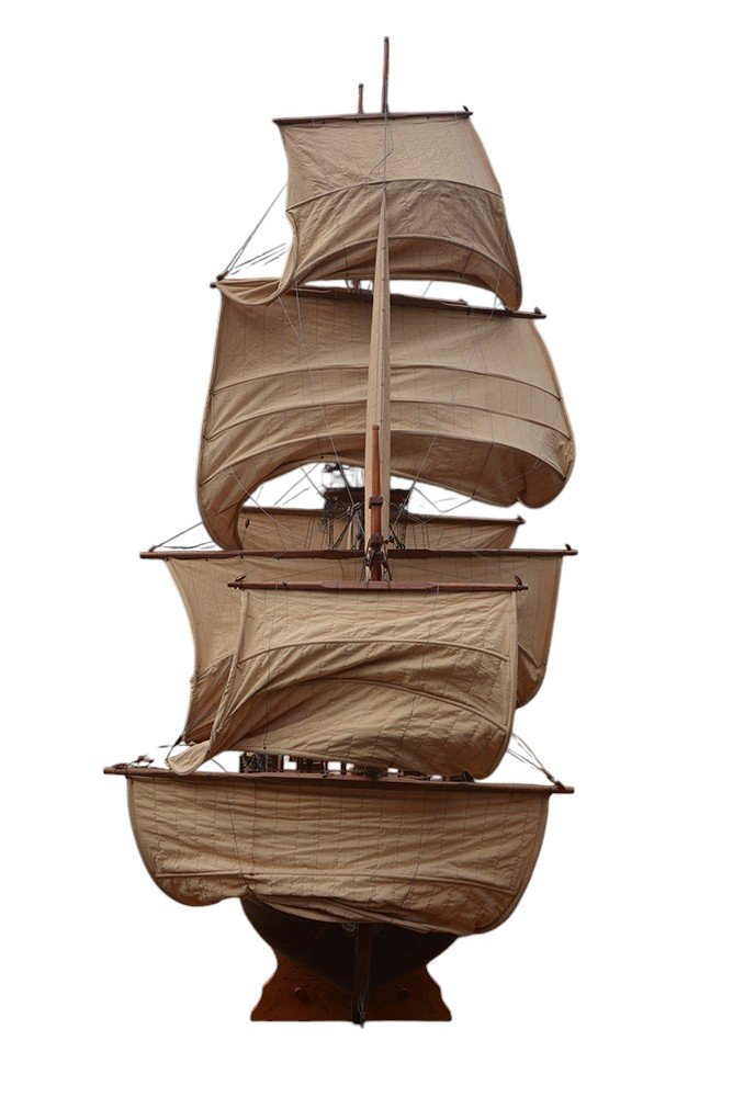 130" Brown Solid Wood Hand Painted Boat Model Boat