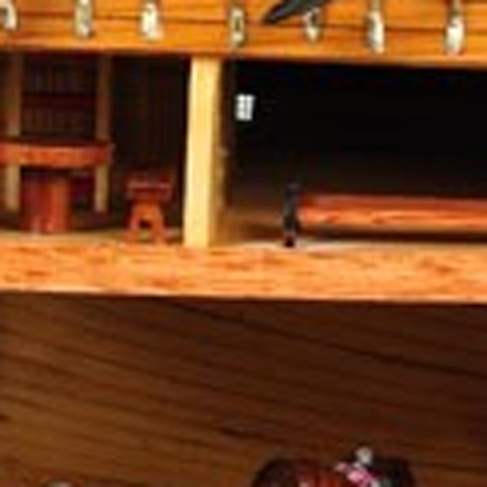 34" Wood Brown Solid Wood Hand Painted HMS Endeavour 1768 Open Hull Model Boat