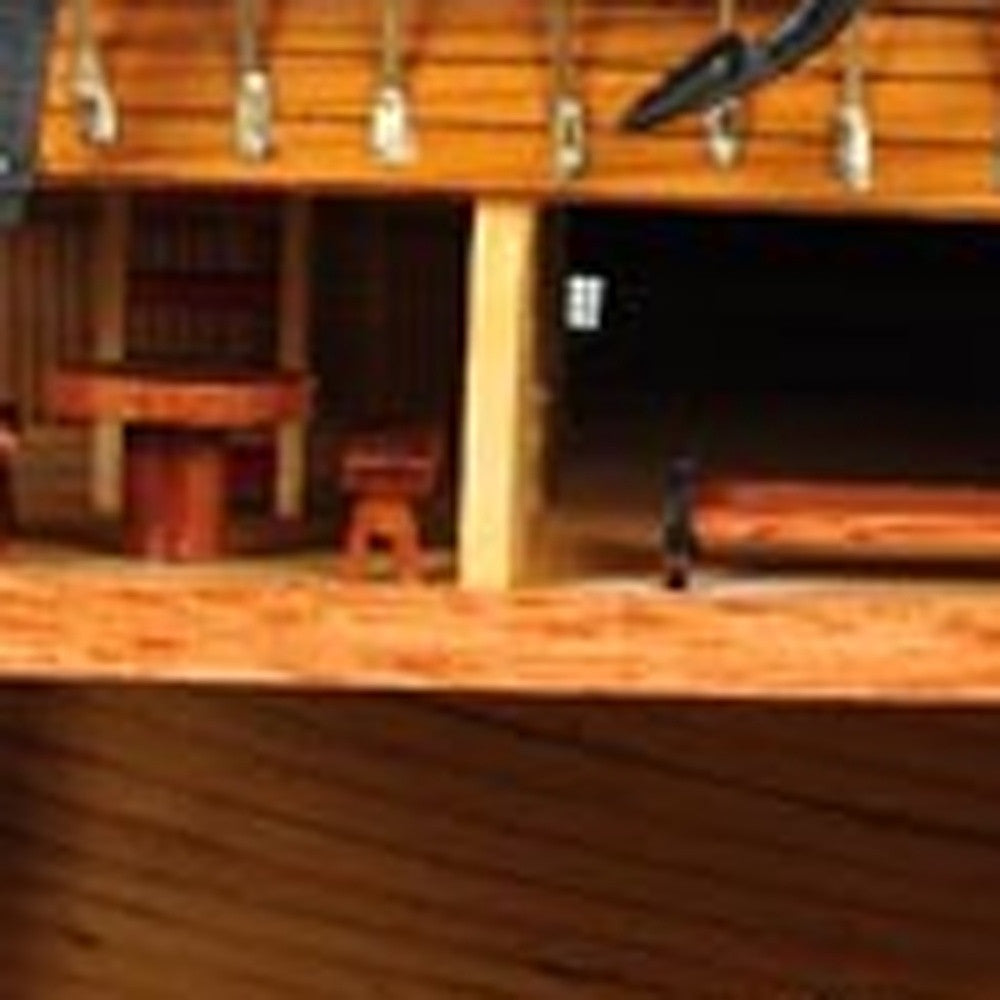34" Wood Brown Solid Wood Hand Painted HMS Endeavour 1768 Open Hull Model Boat
