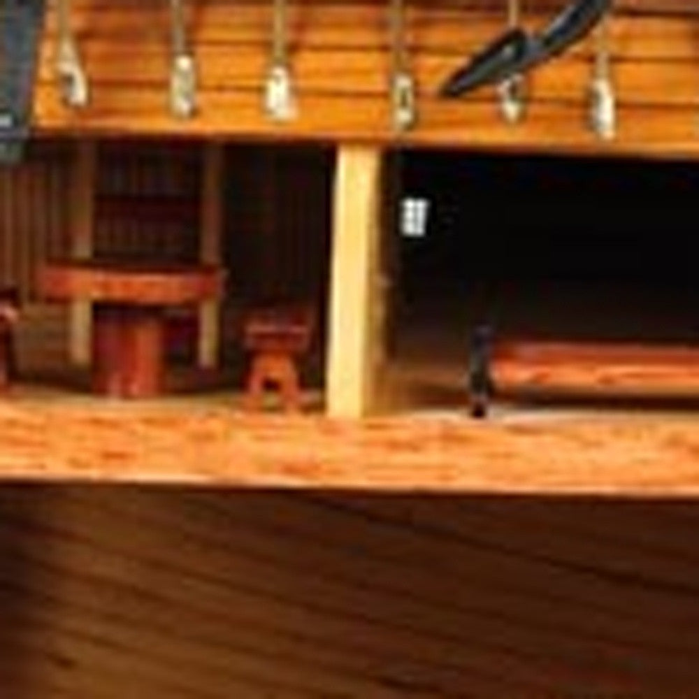 34" Wood Brown Solid Wood Hand Painted HMS Endeavour 1768 Open Hull Model Boat