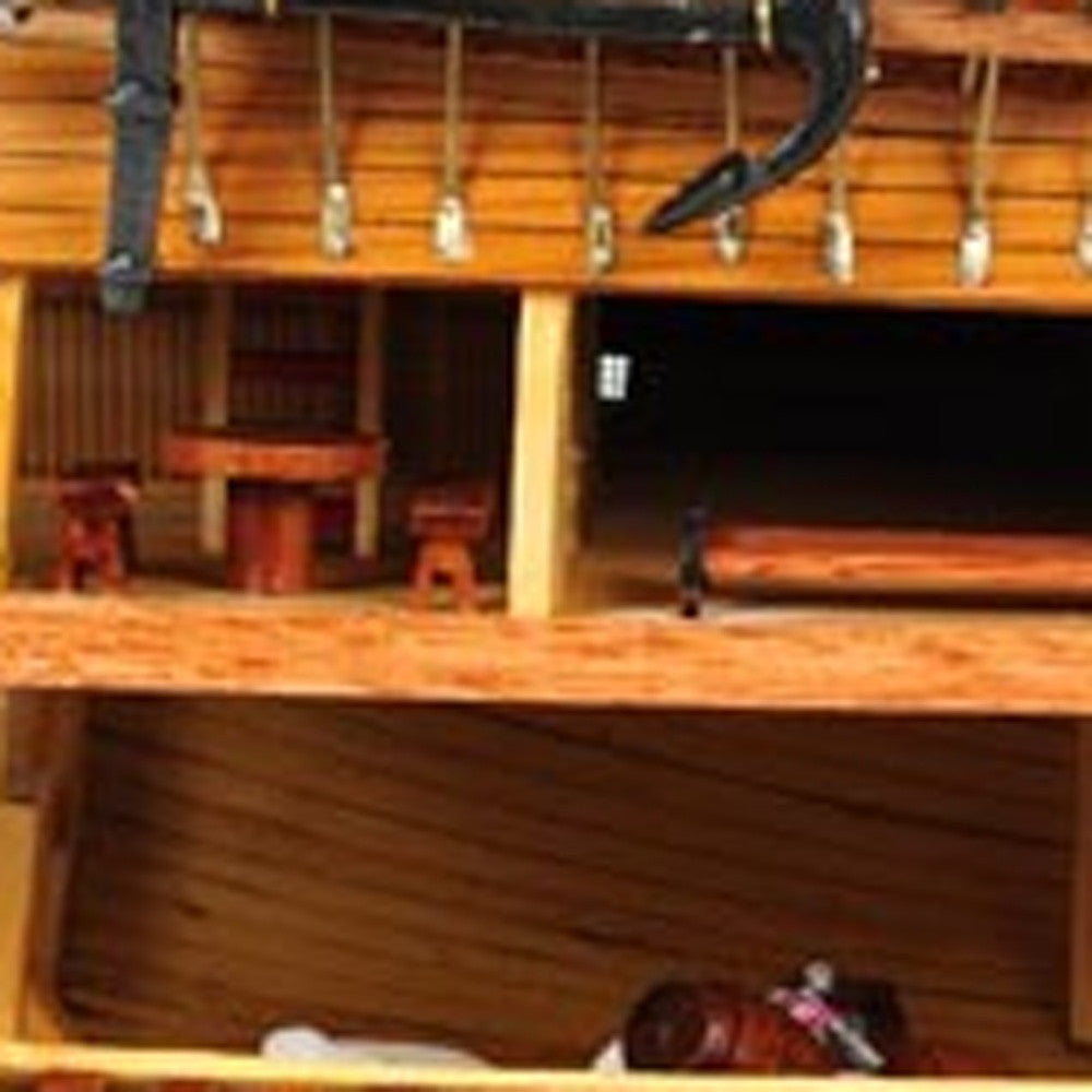 34" Wood Brown Solid Wood Hand Painted HMS Endeavour 1768 Open Hull Model Boat