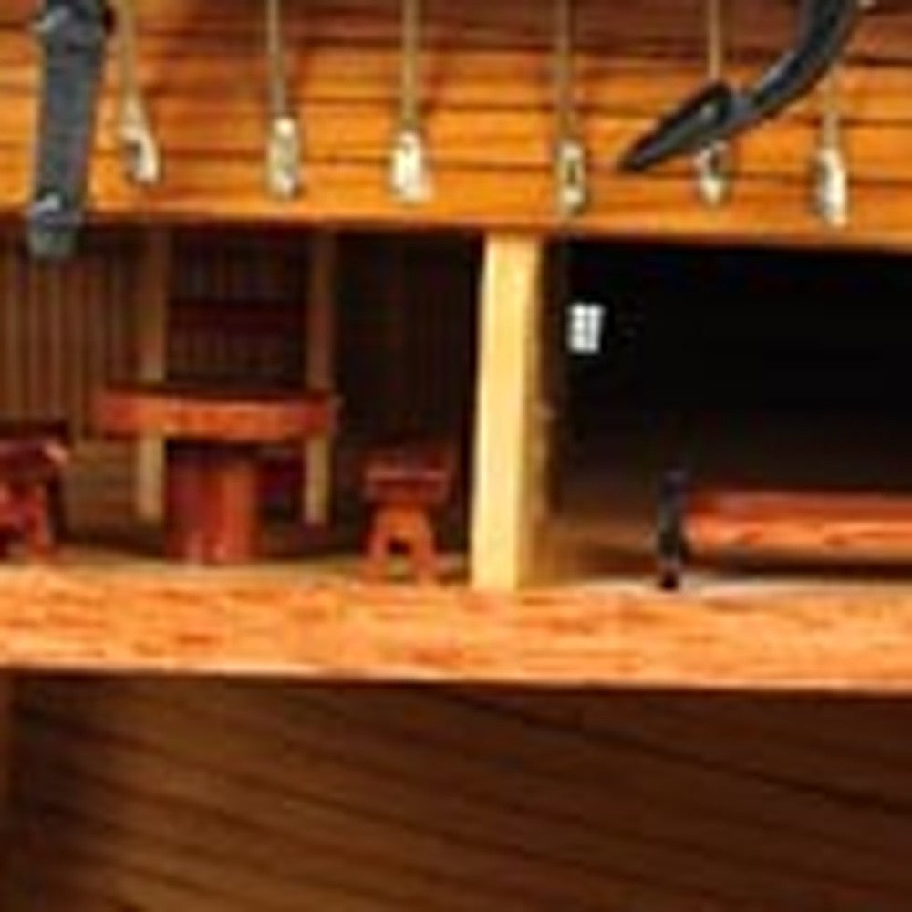 34" Wood Brown Solid Wood Hand Painted HMS Endeavour 1768 Open Hull Model Boat