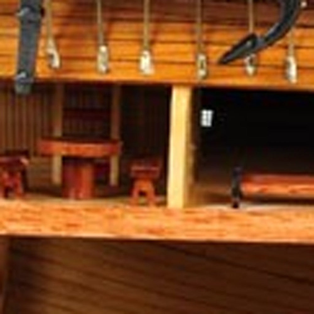 34" Wood Brown Solid Wood Hand Painted HMS Endeavour 1768 Open Hull Model Boat