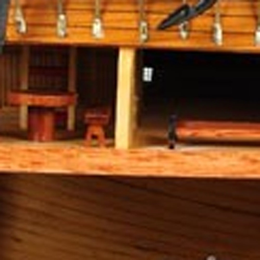 34" Wood Brown Solid Wood Hand Painted HMS Endeavour 1768 Open Hull Model Boat