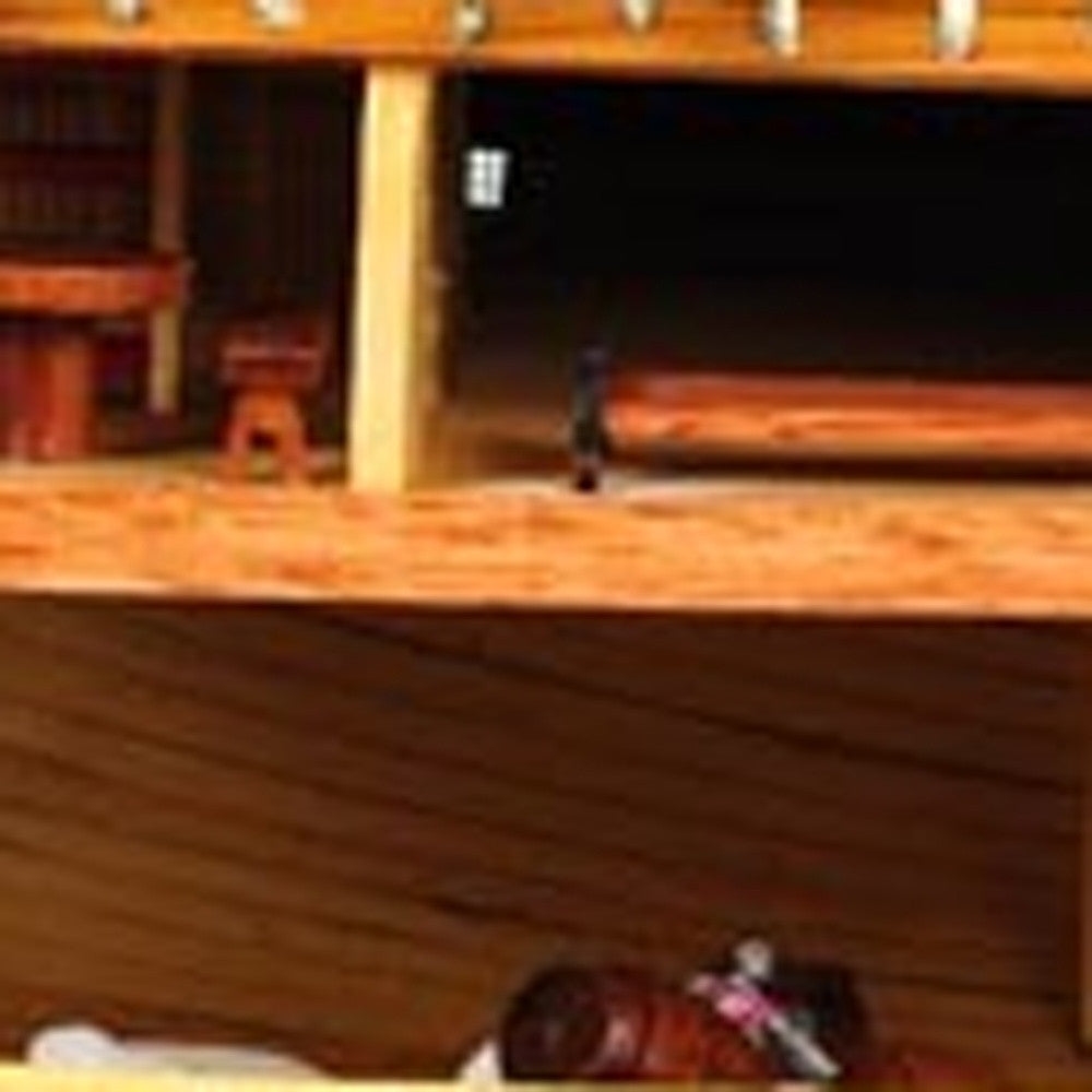 34" Wood Brown Solid Wood Hand Painted HMS Endeavour 1768 Open Hull Model Boat