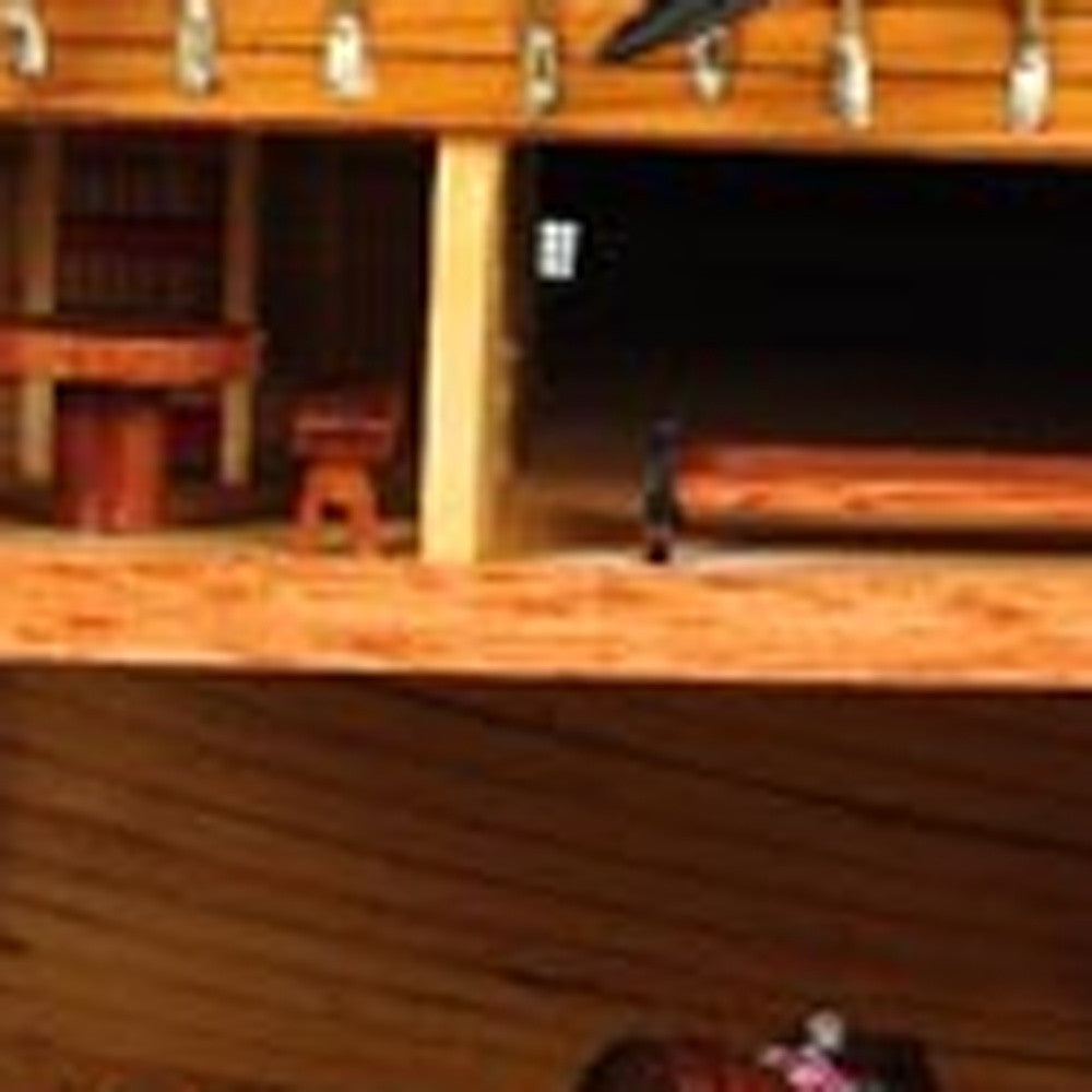 34" Wood Brown Solid Wood Hand Painted HMS Endeavour 1768 Open Hull Model Boat