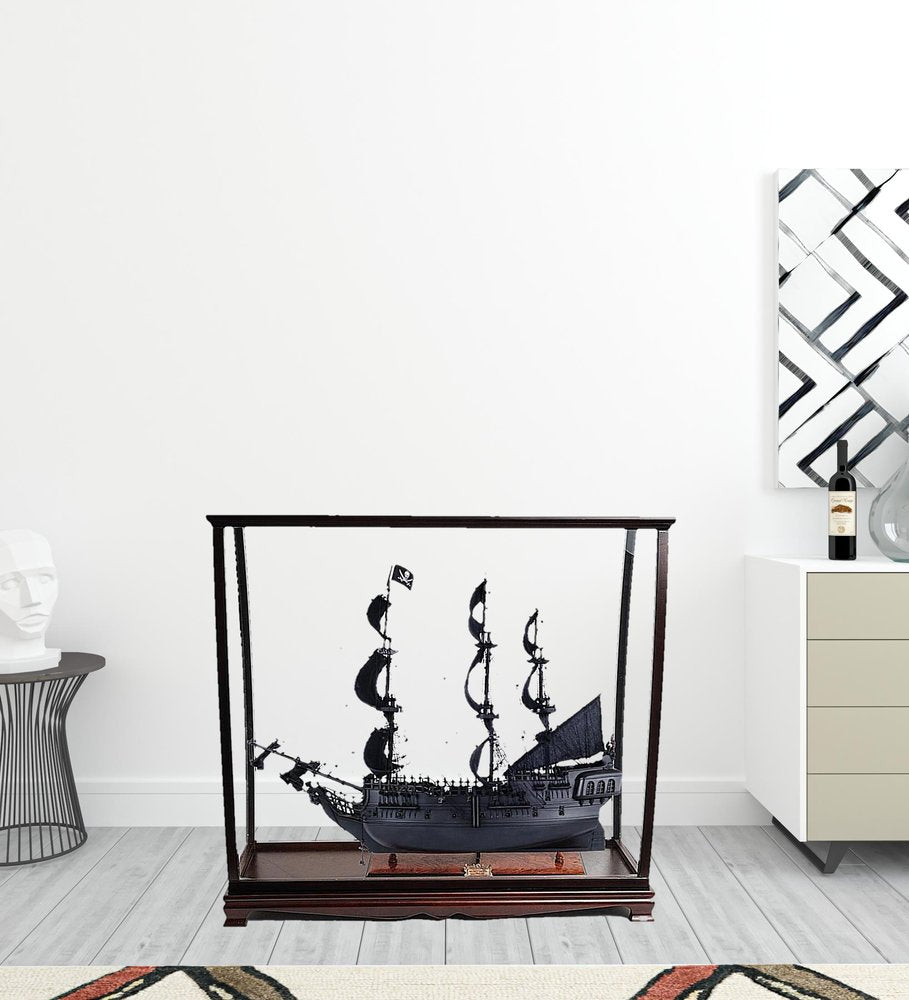 39" Black Solid Wood Hand Painted Black Pearl Pirate Table Top Display Model Boat