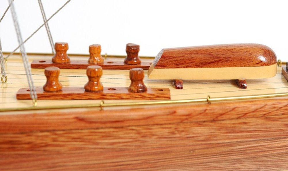 31" Wood Brown Endeavour Yacht Hand Painted Sculpture