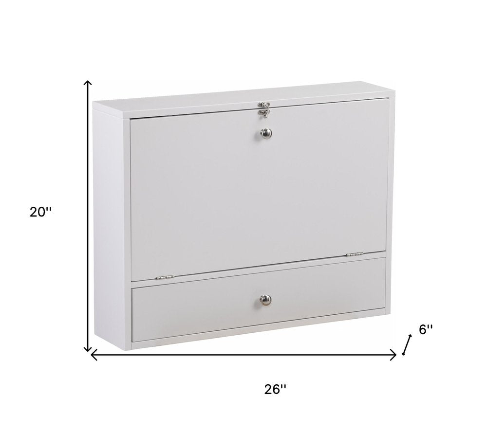 26" White Wall Mounted Floating Desk