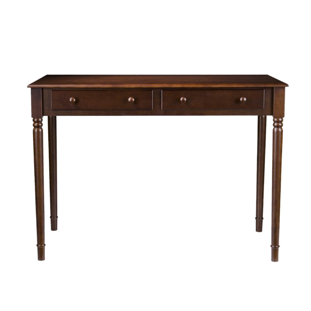 43" Brown Solid Wood Writing Desk With Two Drawers