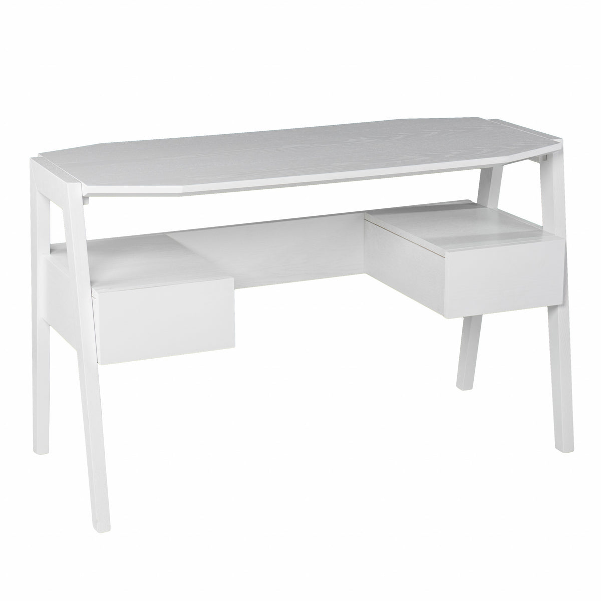 48" White Wood With Two Drawers