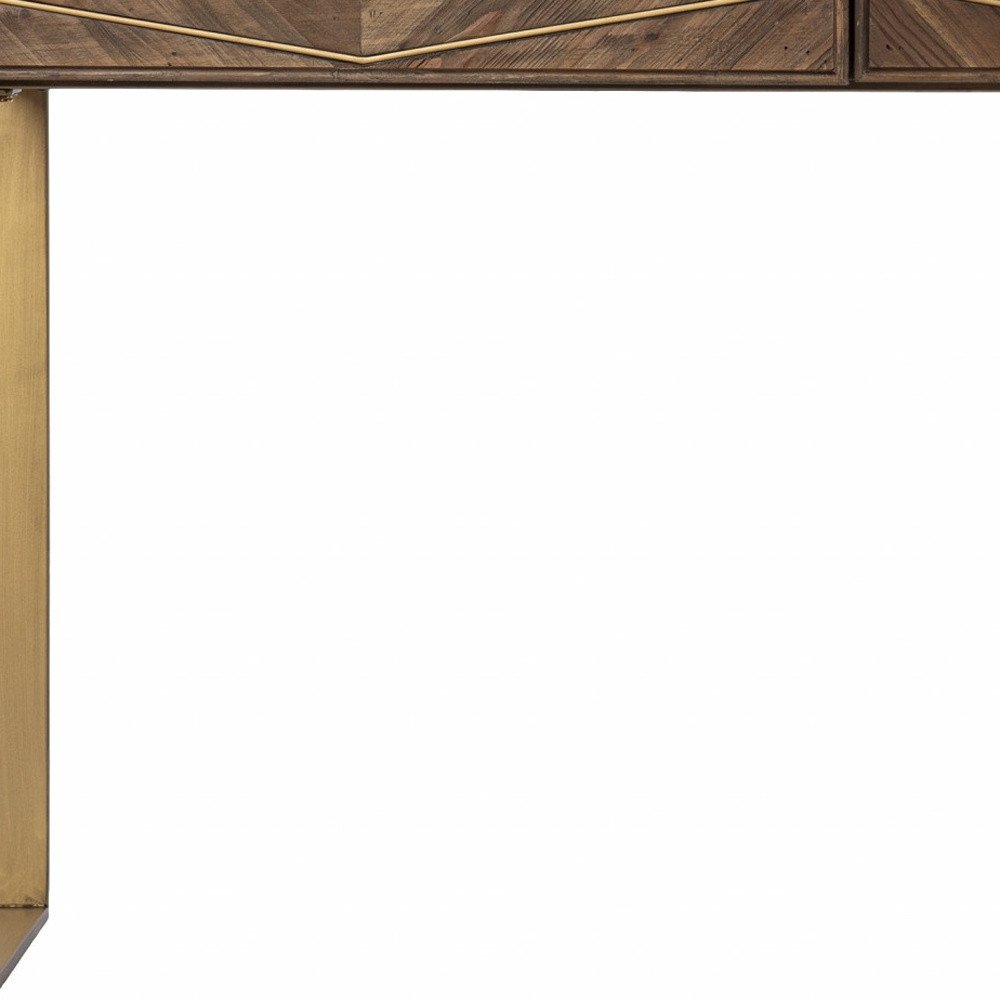 48" Brown and Gold Wood and Brass Sled