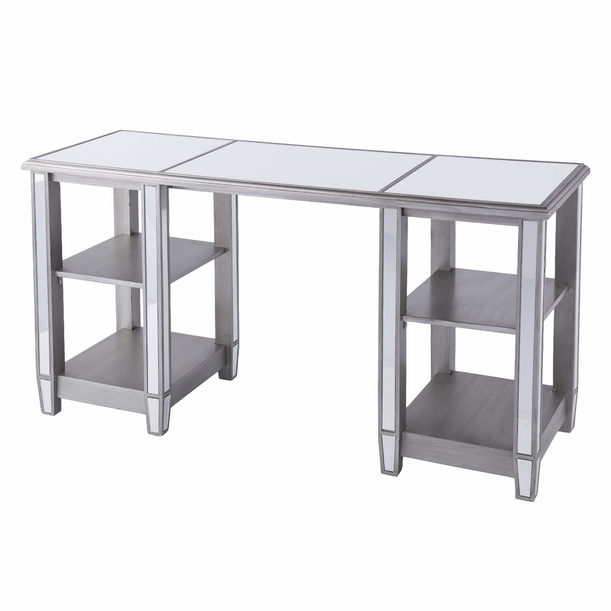50" Silver Wood Mirrored