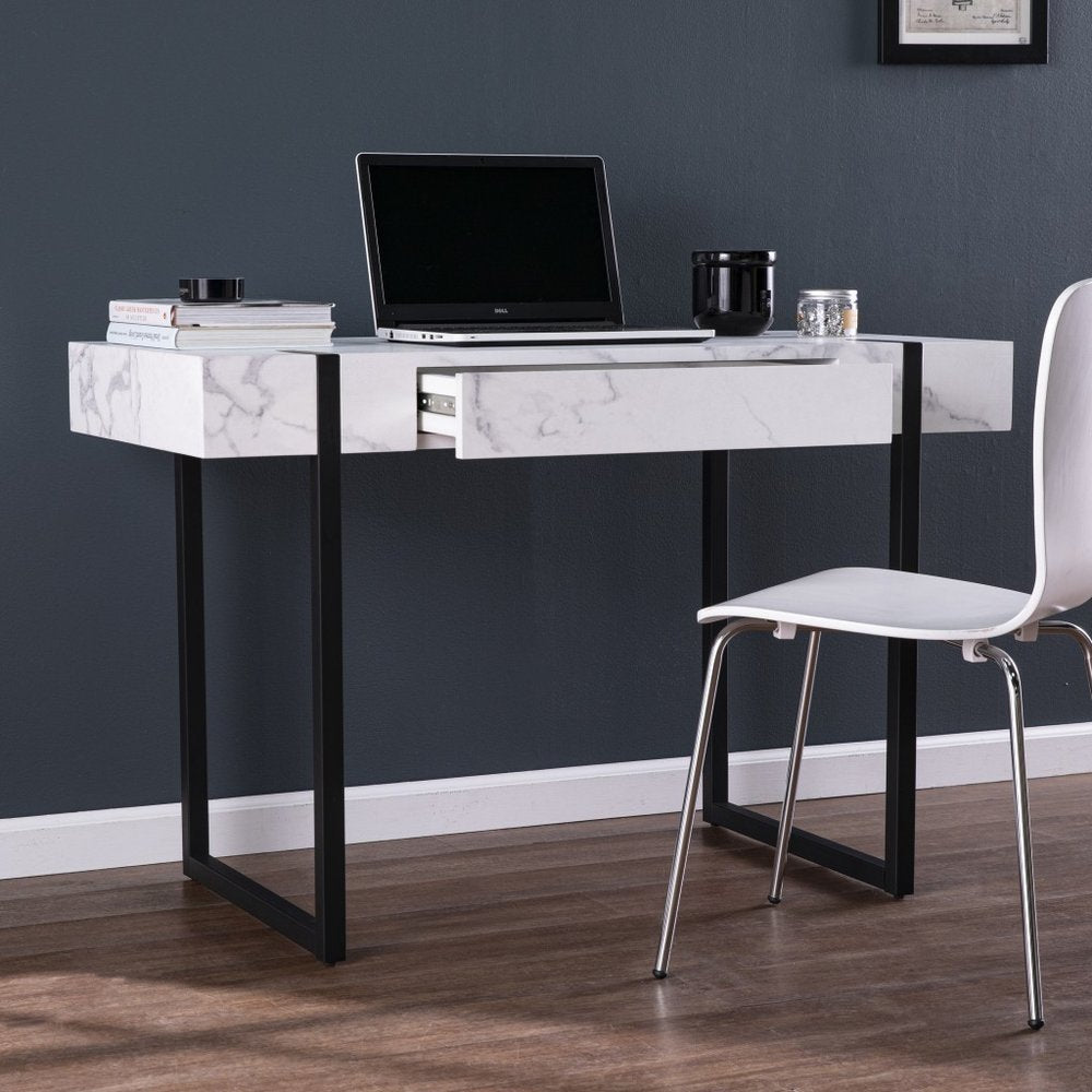 45" White and Black Writing Desk