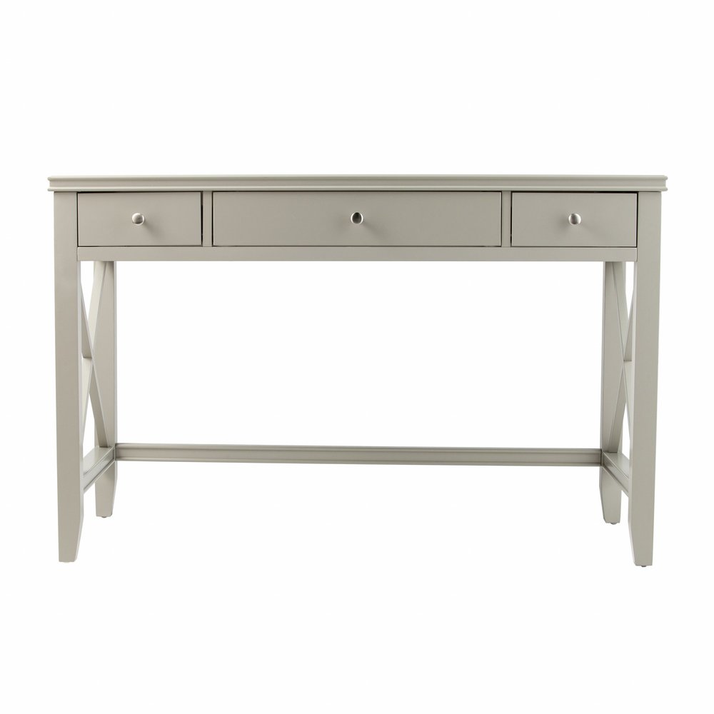48" Gray Wood Trestle With Three Drawers
