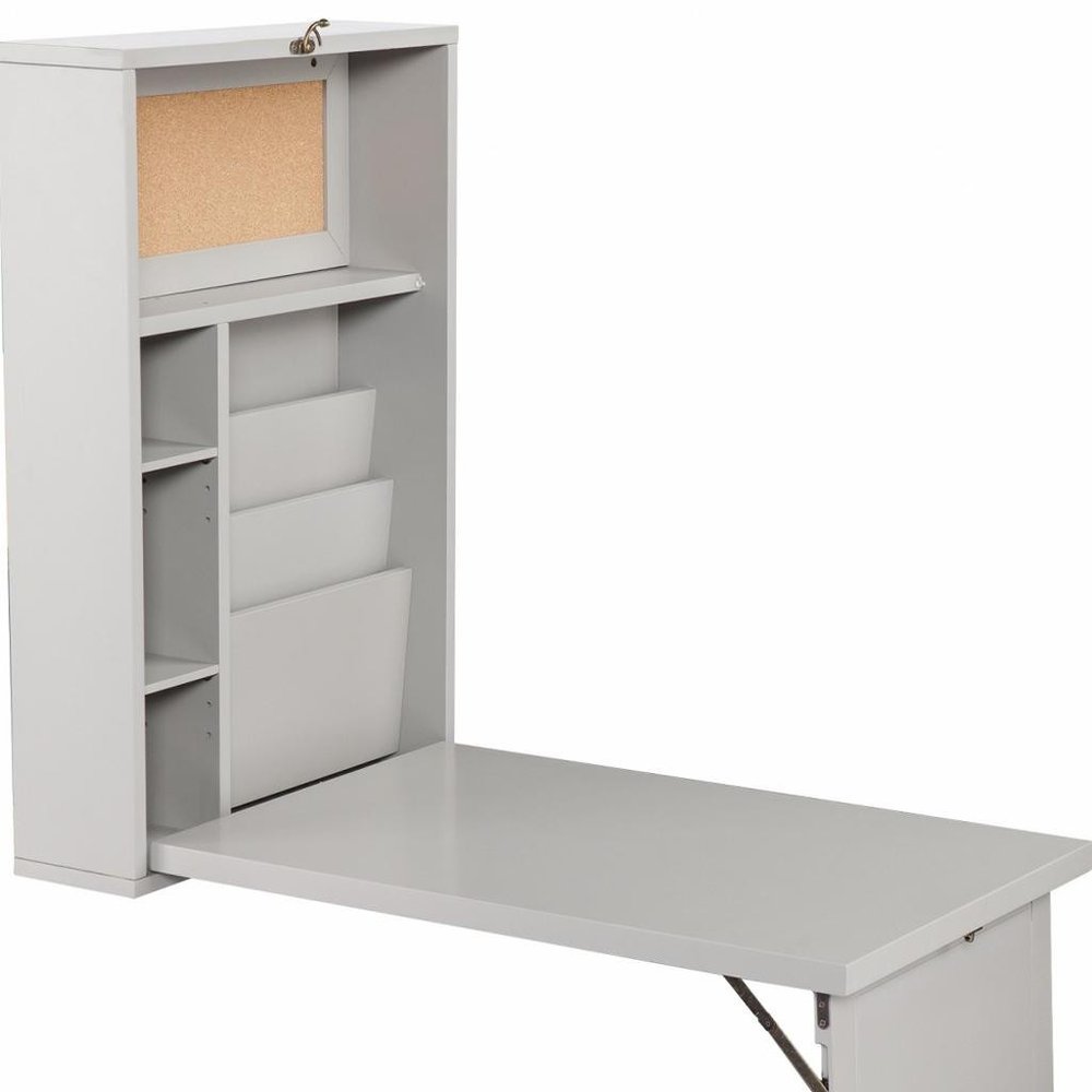 36" Gray Wood Wall Mounted Parsons