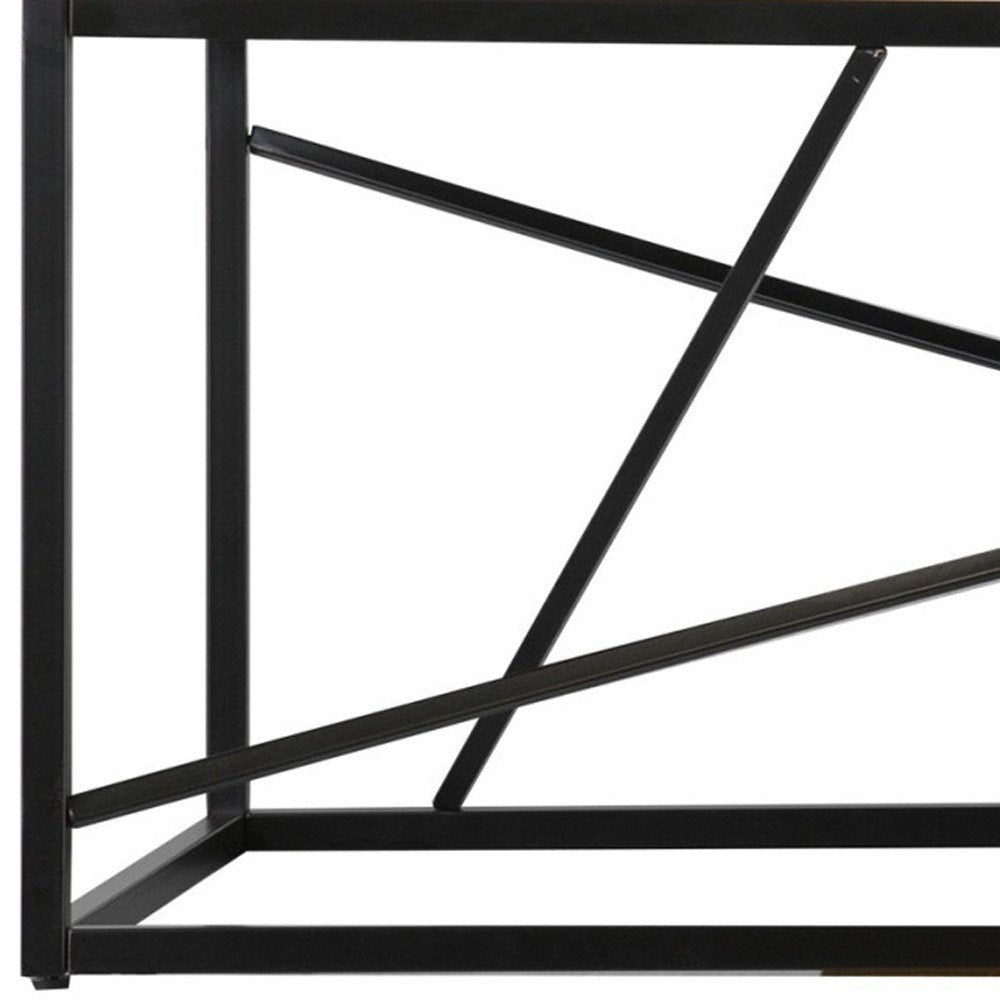 50" Black Faux Marble and Metal Abstract Coffee Table