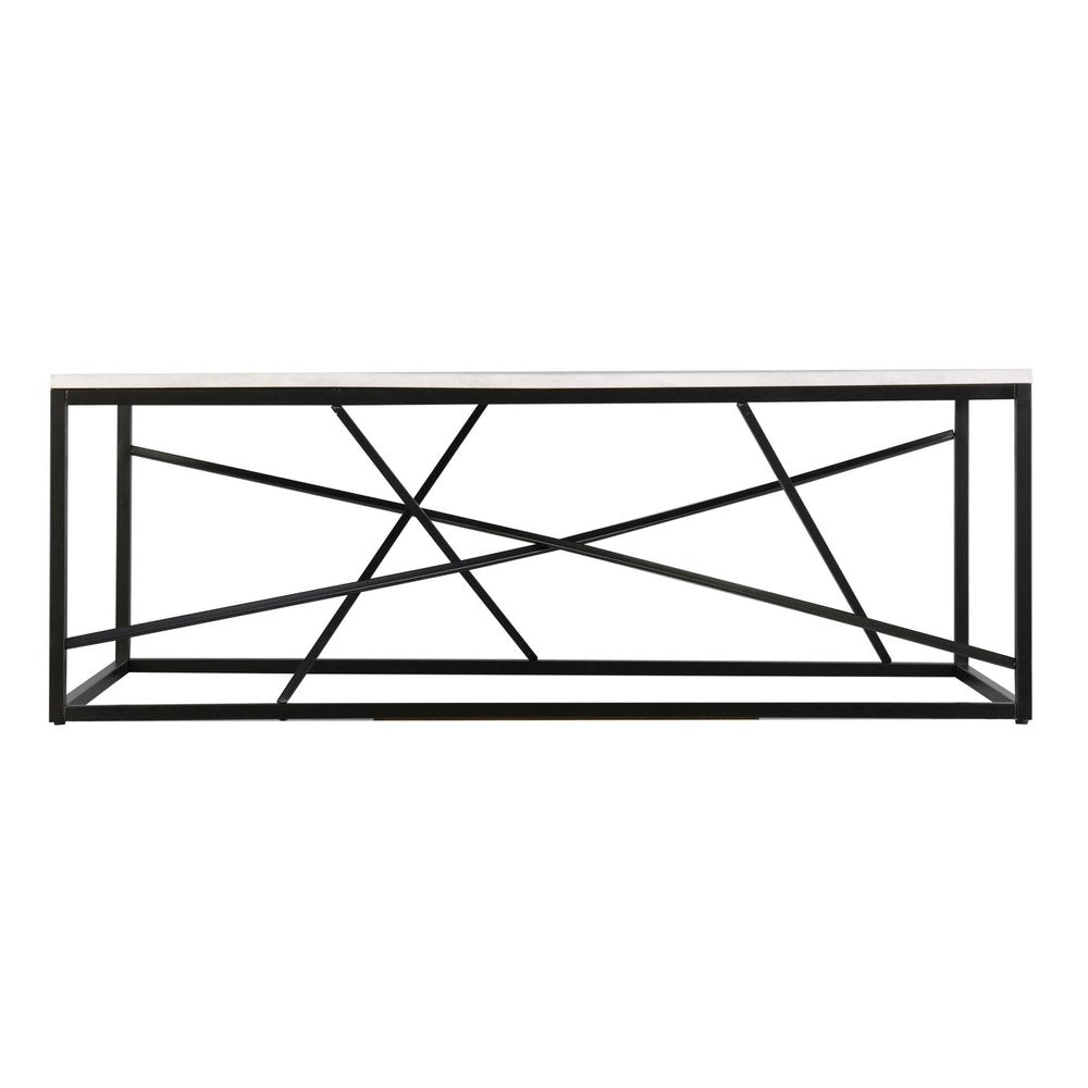 50" Black Faux Marble and Metal Abstract Coffee Table
