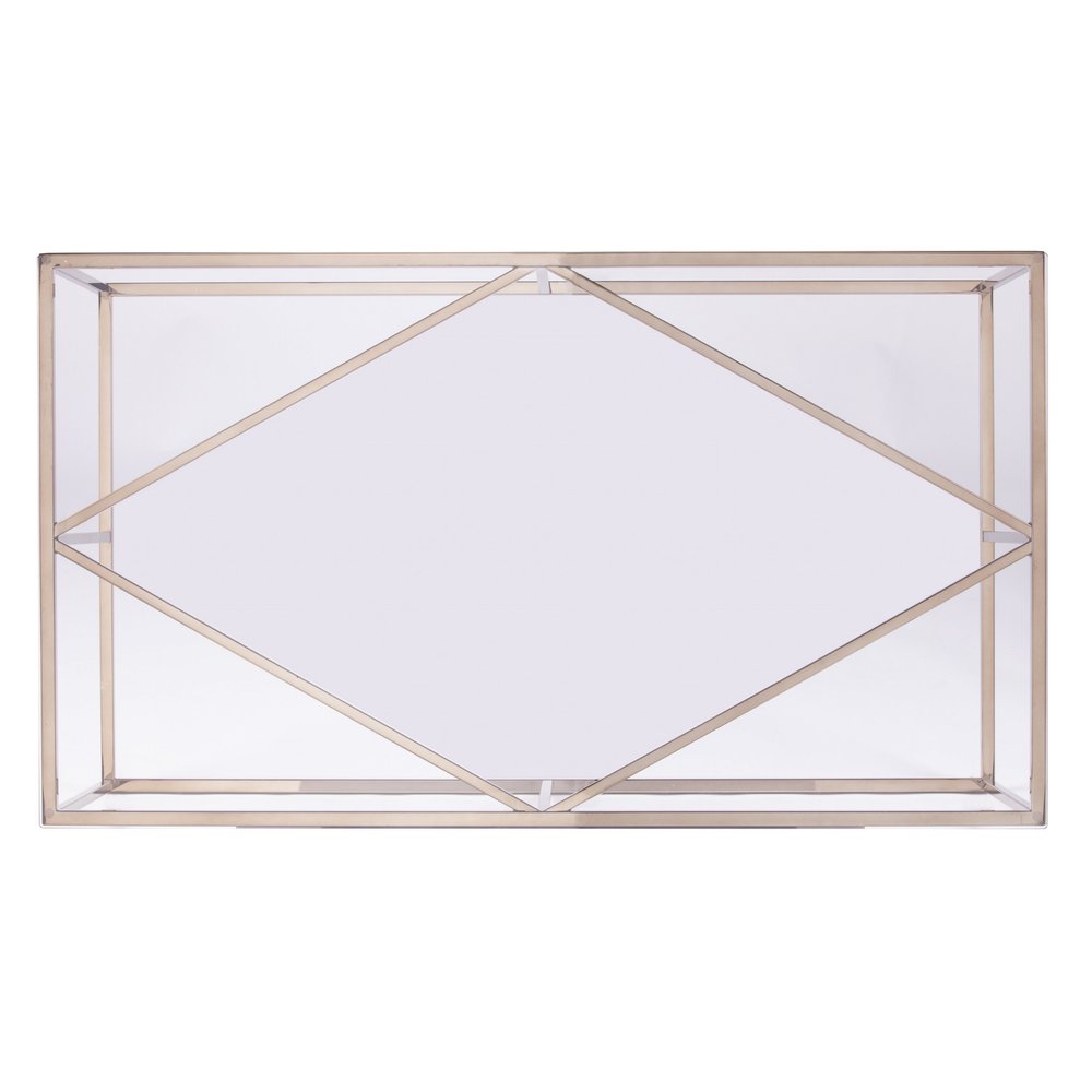 42" Clear and Champagne Glass and Metal Coffee Table