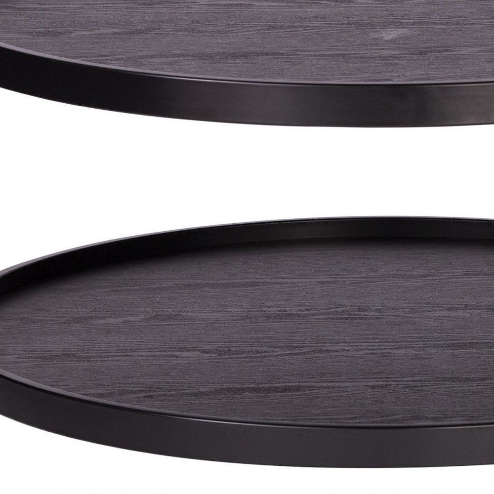 33" Black Manufactured Wood And Metal Round Coffee Table