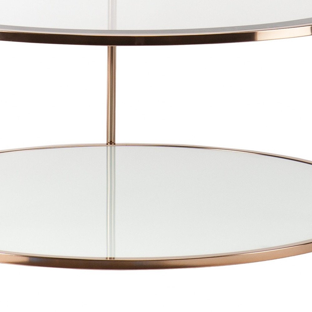34" Clear and Gold Glass with Iron Round Coffee Table