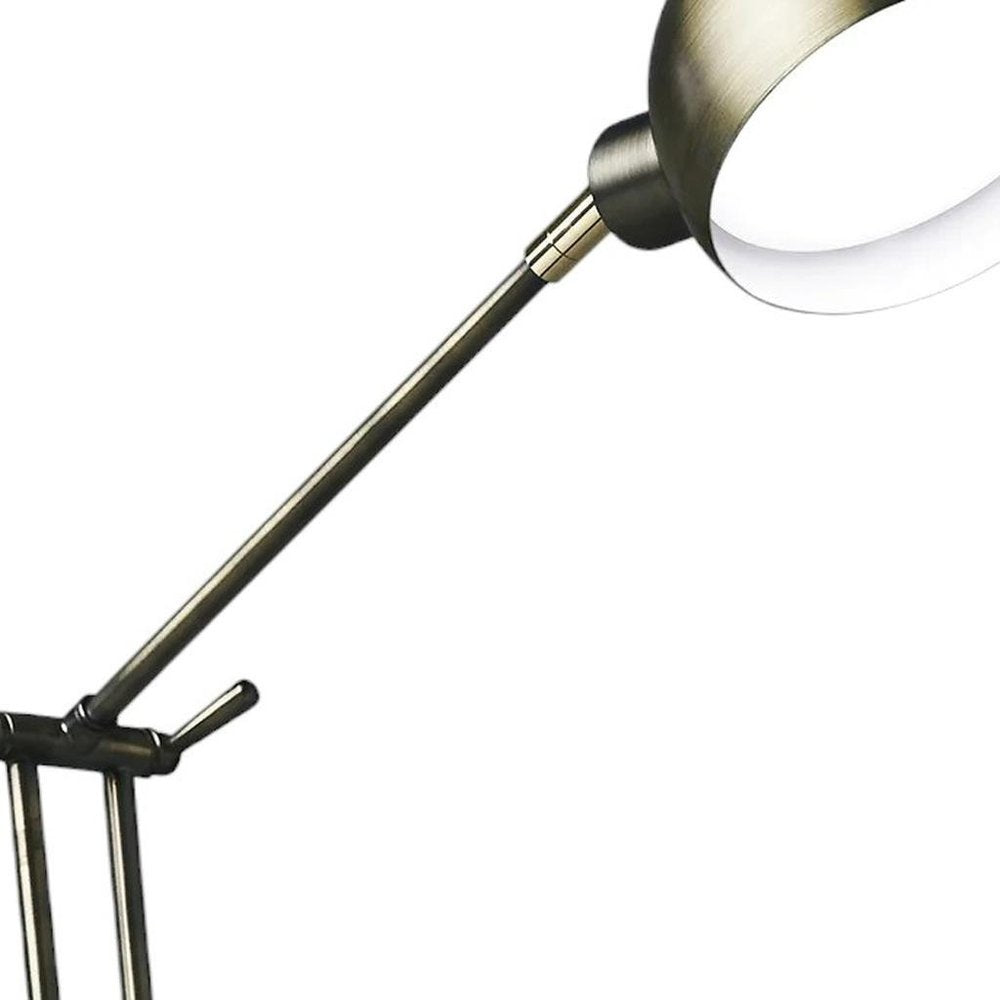 18" Antiqued Bronze Adjustable Swing Arm Desk Lamp USB With Antiqued Bronze Shade