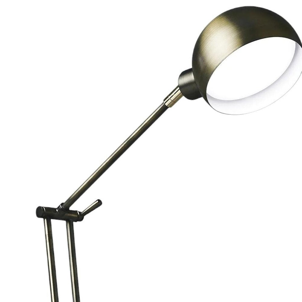 18" Antiqued Bronze Adjustable Swing Arm Desk Lamp USB With Antiqued Bronze Shade