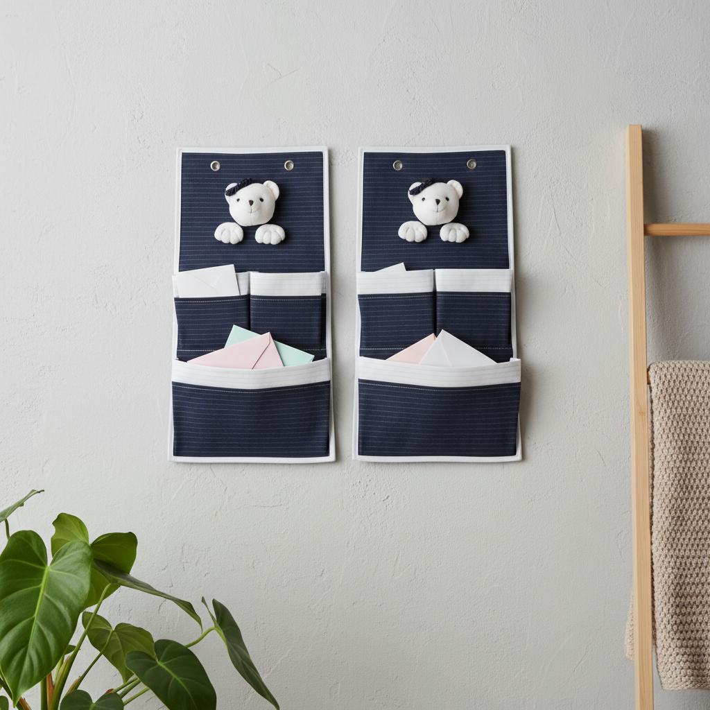 Set of Two Black And White Fabric Wall Hanger