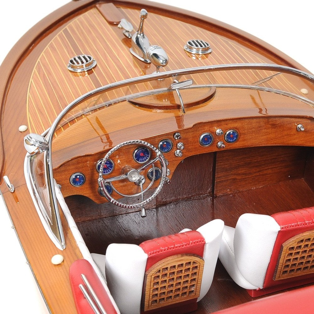 15" Solid Wood Hand Painted Riva Aquarama Speedboat Exclusive Display Case Edition Model Boat