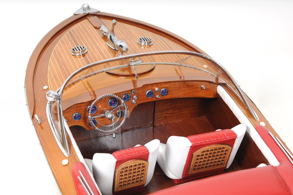 15" Solid Wood Hand Painted Riva Aquarama Speedboat Exclusive Display Case Edition Model Boat