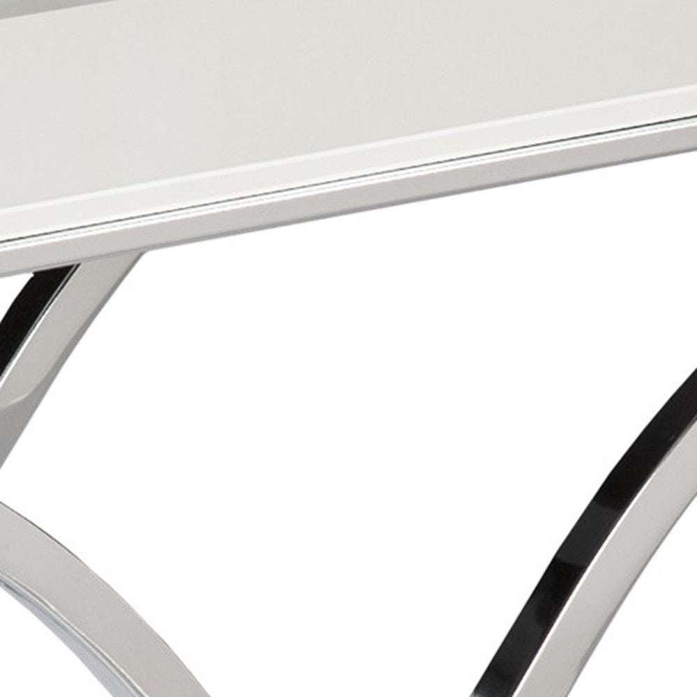 42" Silver Mirrored Glass Cross Leg Console Table