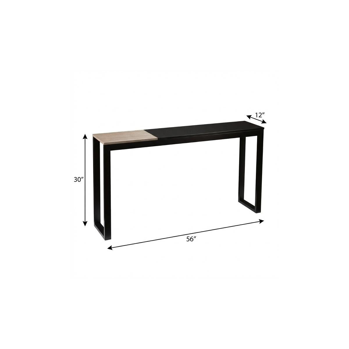 56" Natural and Black and Black Sled Console Table