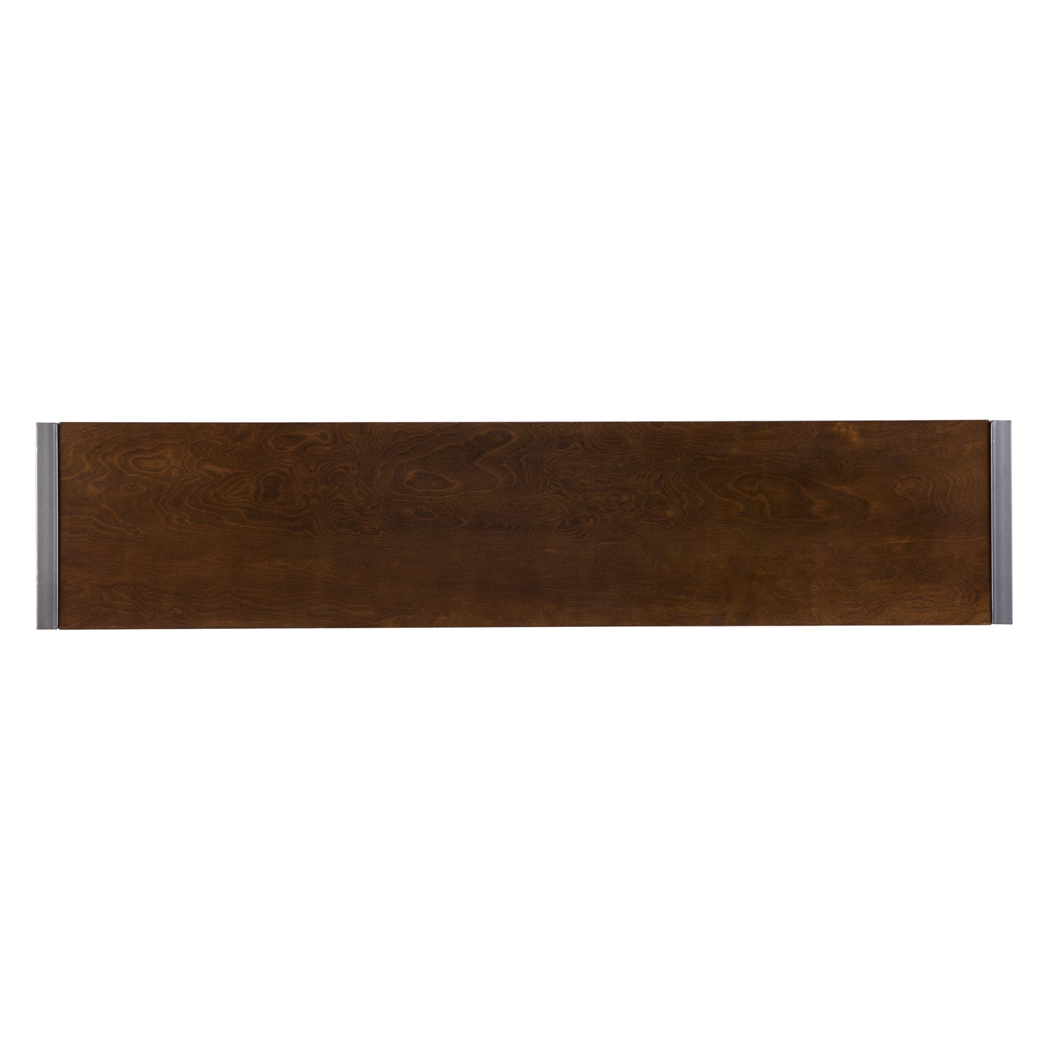 54" Dark Brown and Gunmetal Wood and Metal Sled Console Table