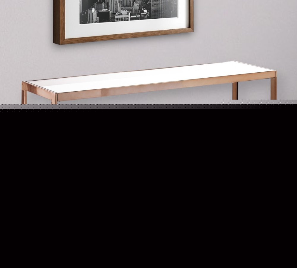 48" Clear Black and Champagne Glass Floor Shelf Console Table With Shelf