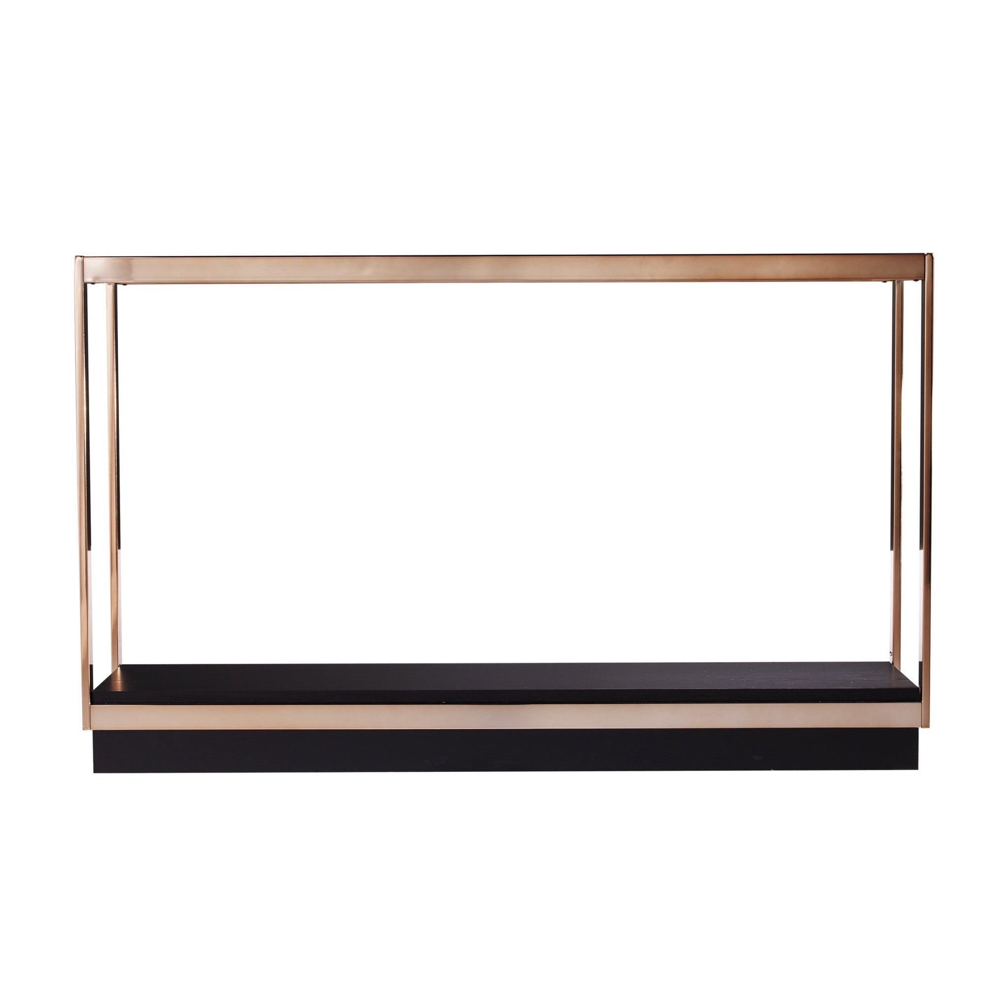 48" Clear and Champagne Glass Floor Shelf Console Table With Storage