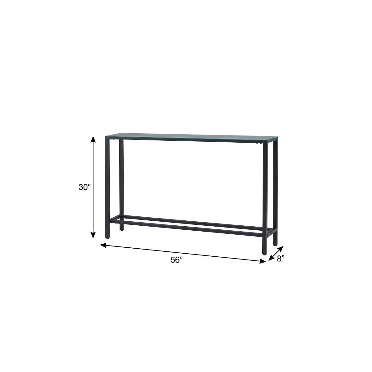 56" Black Mirrored Glass Console Table