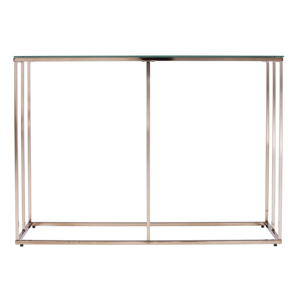 42" Clear and Gold Glass and Metal Frame Console Table