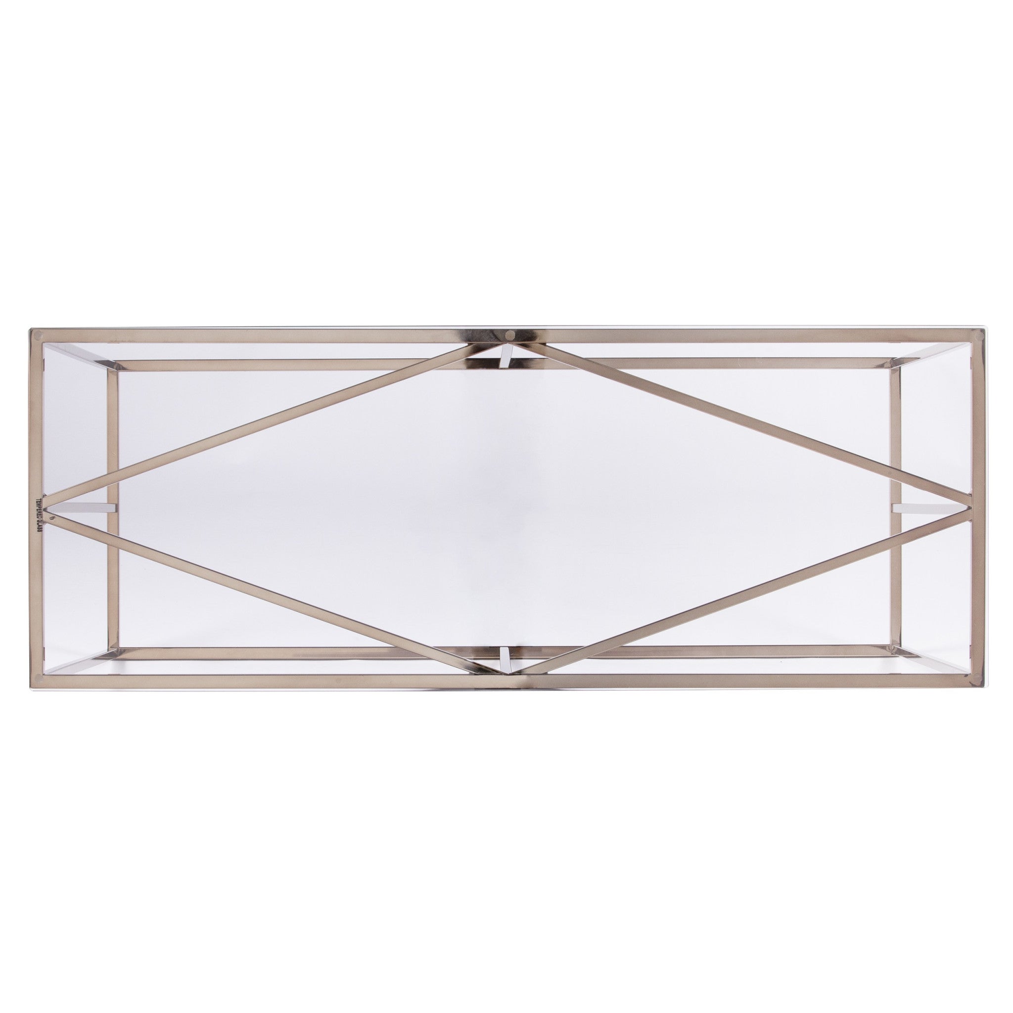 42" Clear and Gold Glass Frame Console Table