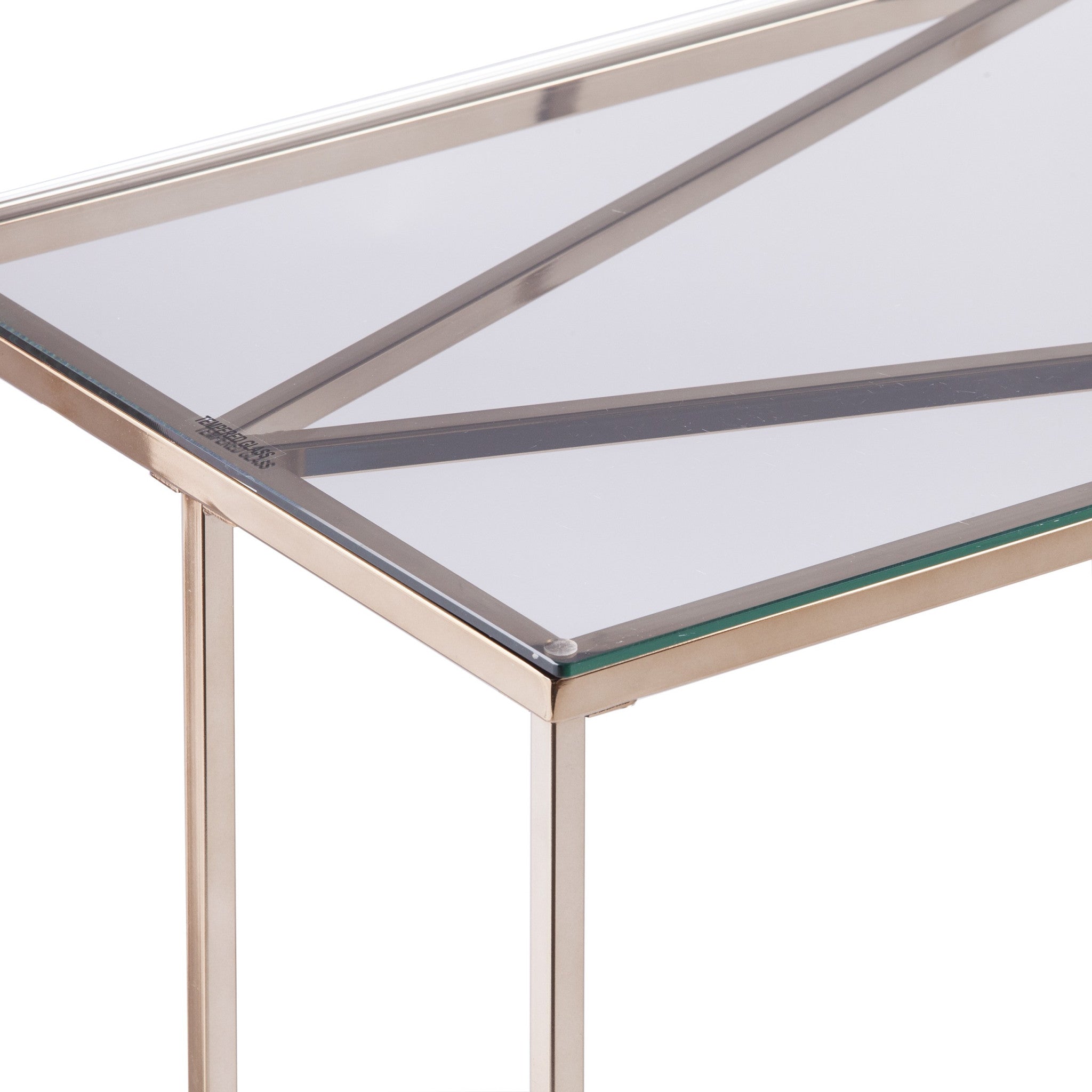 42" Clear and Gold Glass and Metal Frame Console Table