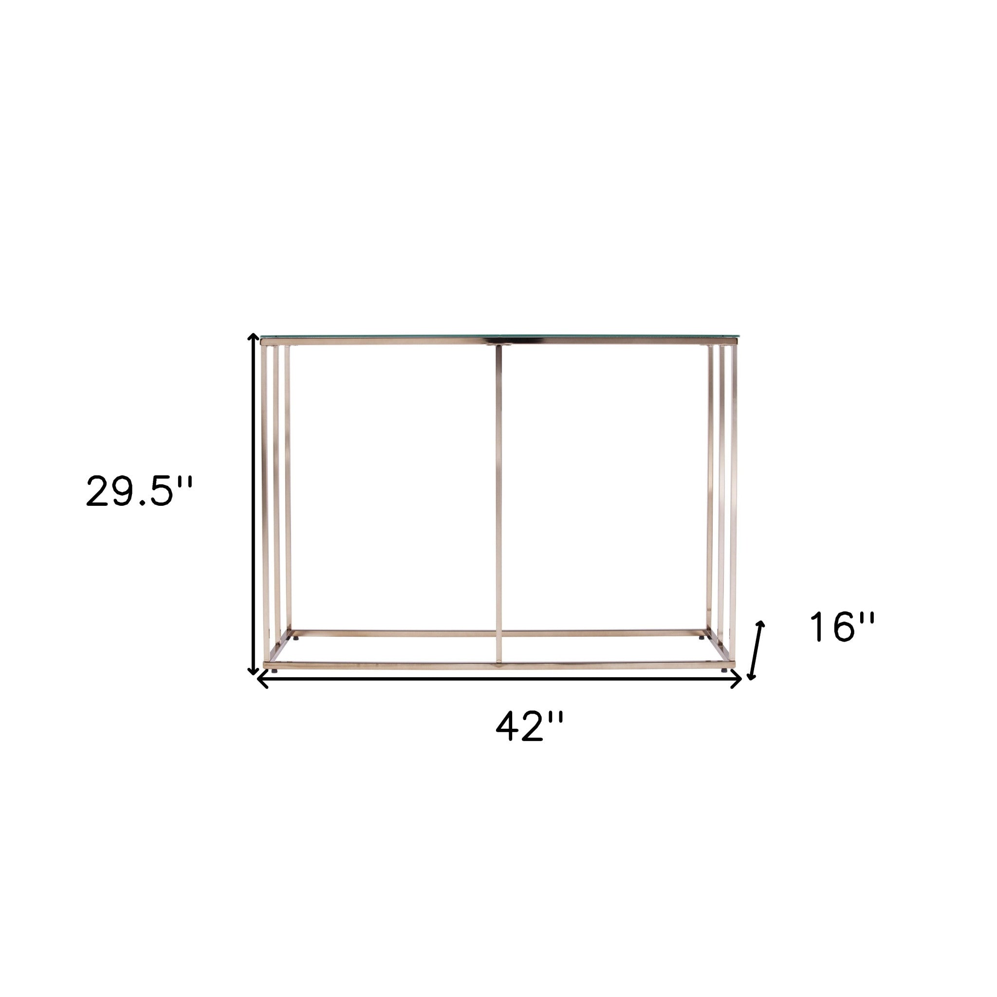 42" Clear and Gold Glass and Metal Frame Console Table
